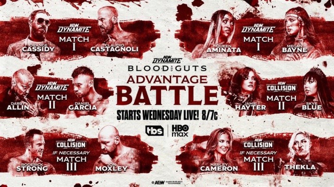 Read more about the article AEW Dynamite Nov. 5, 2025 Preview: Blood & Guts Advantage Battles, Moné & Athena Tag Match, Major Trios Clash on Road to Full Gear