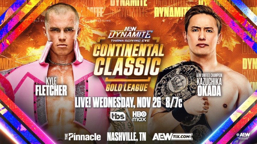 Read more about the article AEW Dynamite Nov. 26th, 2025 Preview: Continental Classic Kicks Off — Okada vs. Kyle Fletcher, Full Gear Fallout, Samoa Joe Celebration & Women’s Tag Tourney Semifinals