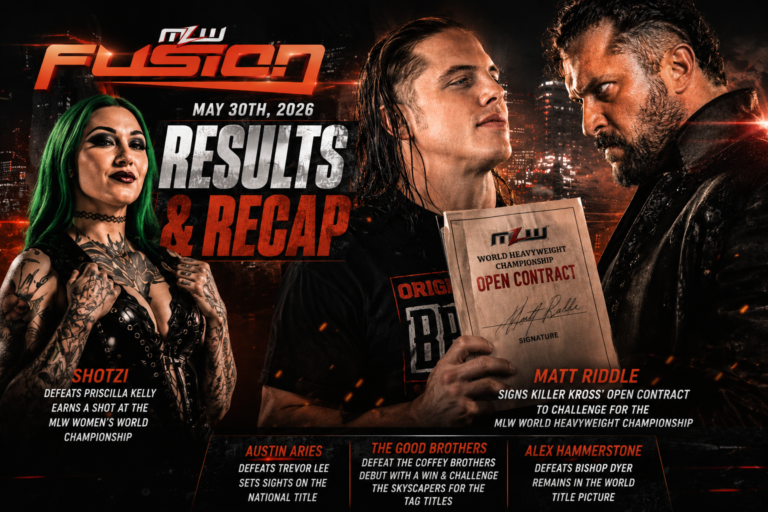 MLW Fusion May 30th, 2026 Results & Recap: Shotzi Earns a Women’s World Title Shot, Matt Riddle Steps Up to Killer Kross